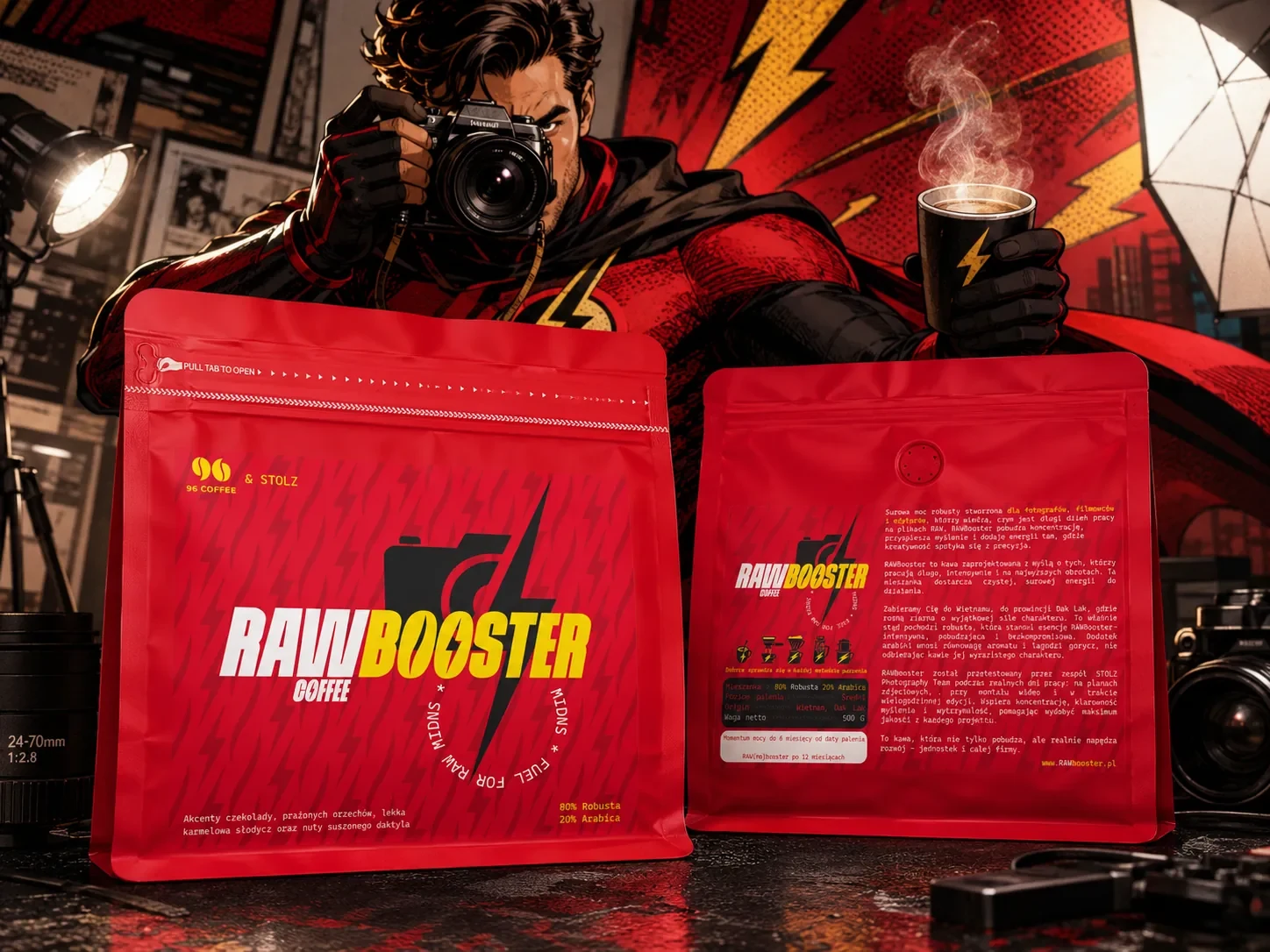 Dwie paczki super kawy RAWBooster – gotowy prezent dla kamerzysty i filmowca